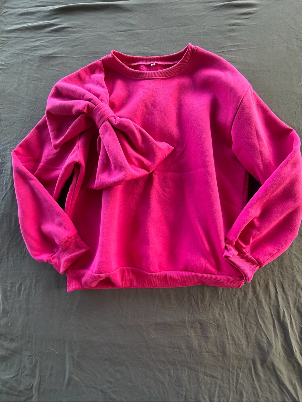Source Unknown Bright Fuchsia Bow-Accent Crewneck Sweatshirt